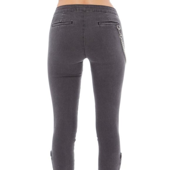 FOR4 Women's sz 26 Gray Iris Chain Ankle Zip Crop Mid-Rise Stretch Skinny Jeans - Picture 13 of 14